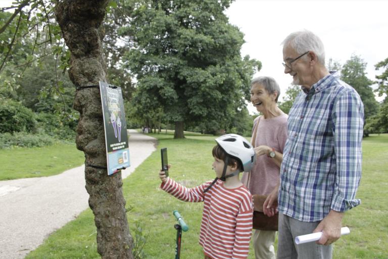 Photo of a temporary AR (Augmented Reality) Trail in Christchurch Park