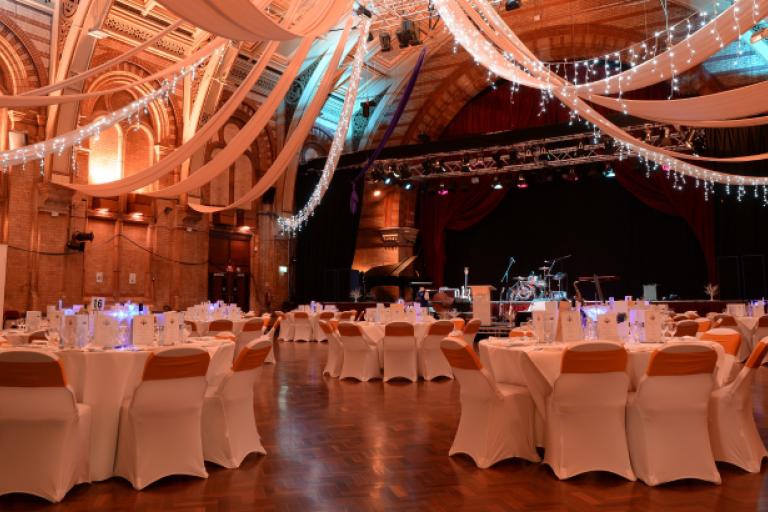 Photo of the Grand Hall at the Corn Exchange decorated for the Mayor's Ball