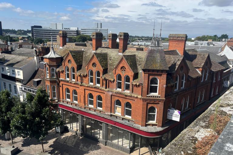 An aerial picture of the Grimwades building