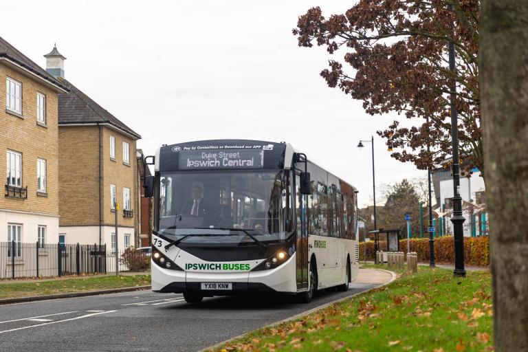 Ipswich bus heading into town