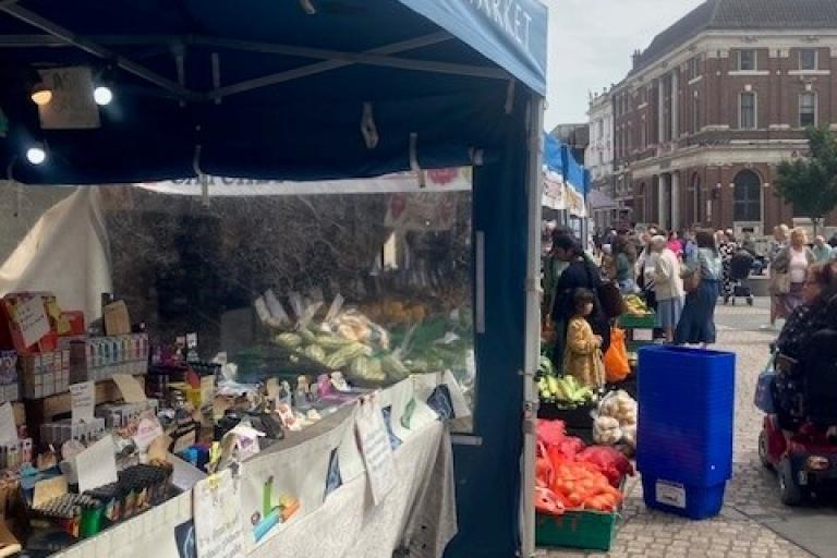 Market stalls on Cornhill Ipswich