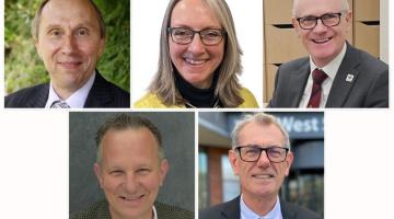 A collage of photographs of Suffolk's district and borough council leaders